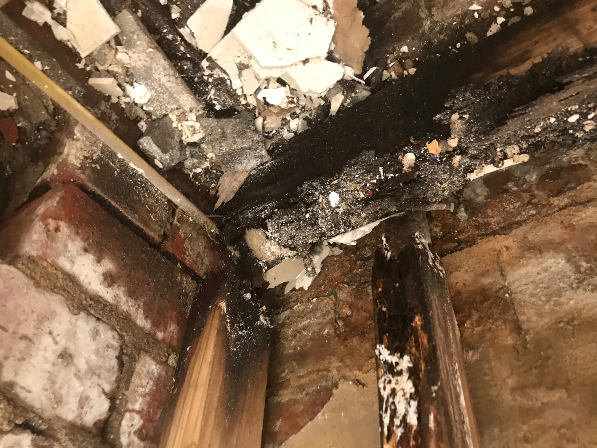 Water damage to bathroom floor.