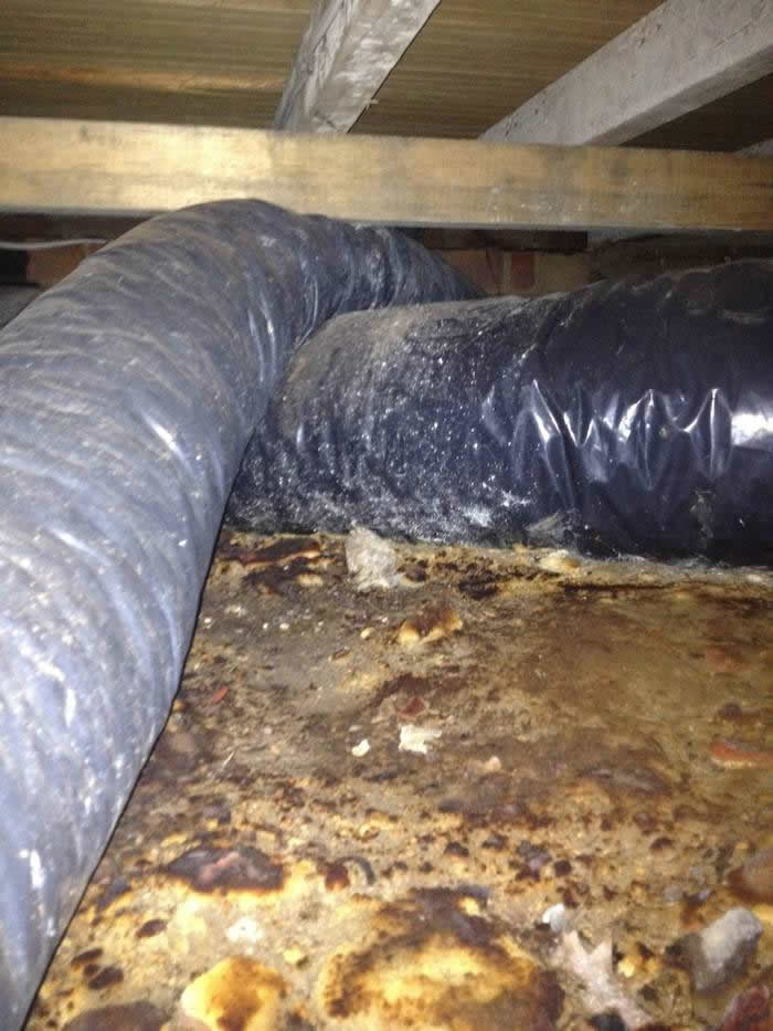 Water damage to bathroom floor.